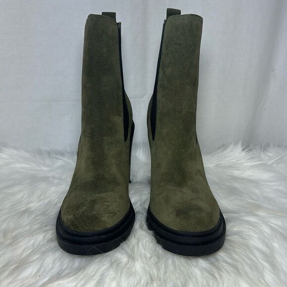 Marc Fisher LTD Ramio Green Suede Platform Lug Sole Booties Sz 9 - Picture 3 of 7